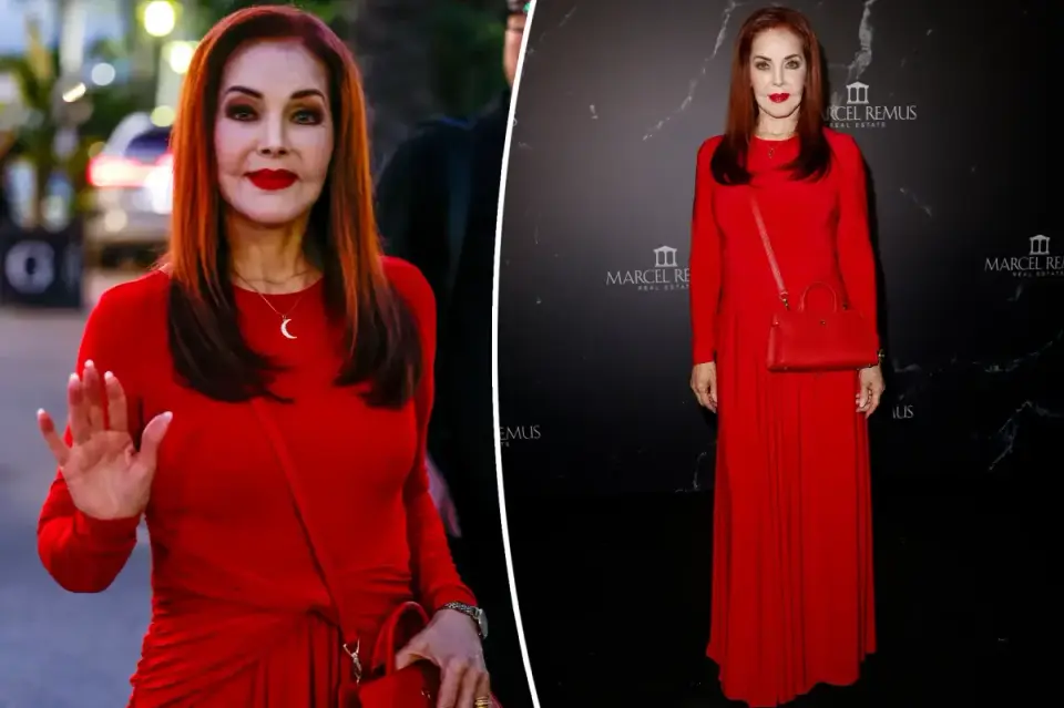 Priscilla Presley stuns in scarlet at Mallorca red-carpet moment