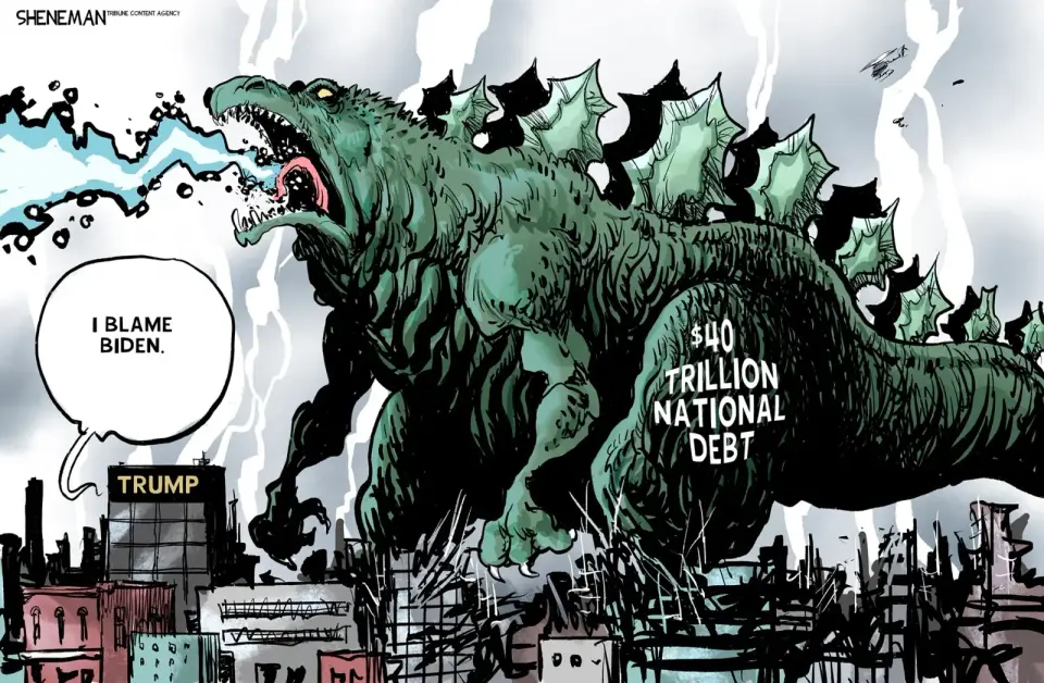 Cartoonist Drew Sheneman Depicts National Debt as a Monster in New Political Illustration