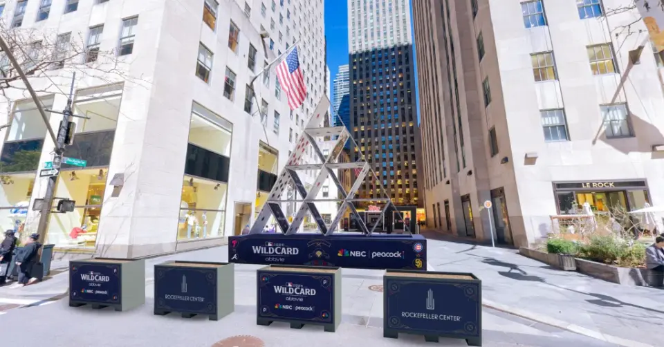 NBC Launches 26-Foot Card Tower at 30 Rock for MLB Wild Card Debut
