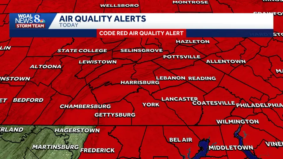 Code Red Air Quality Grips Pennsylvania as Canadian Wildfire Smoke Arrives