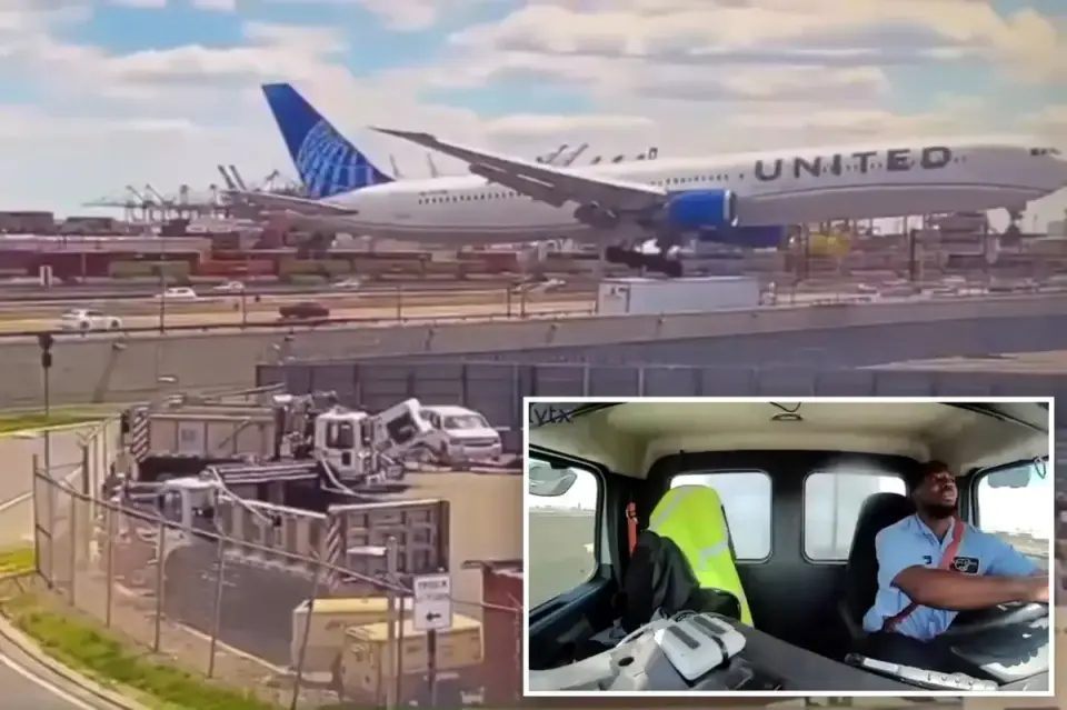 Video captures United jet clipping bakery truck on Newark approach