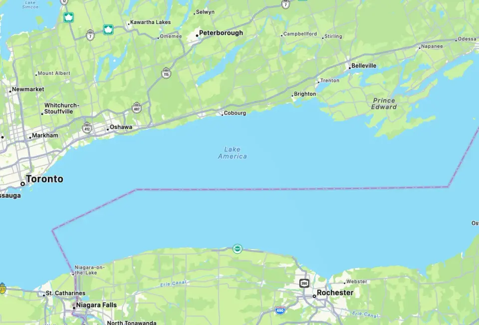 Apple Maps Renames Lake Ontario to 'Lake America' Amid US-Canada Trade Tensions