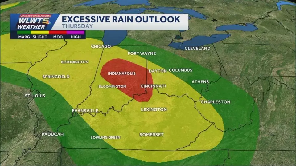 Cincinnati Braced for Afternoon Storms and 2–4 Inch Rainfall