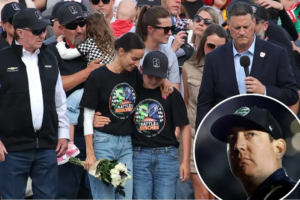 Samantha Busch and children honor Kyle Busch at Coca-Cola 600