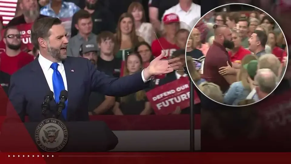Protester interrupts VP Vance at Kansas rally for Marshall