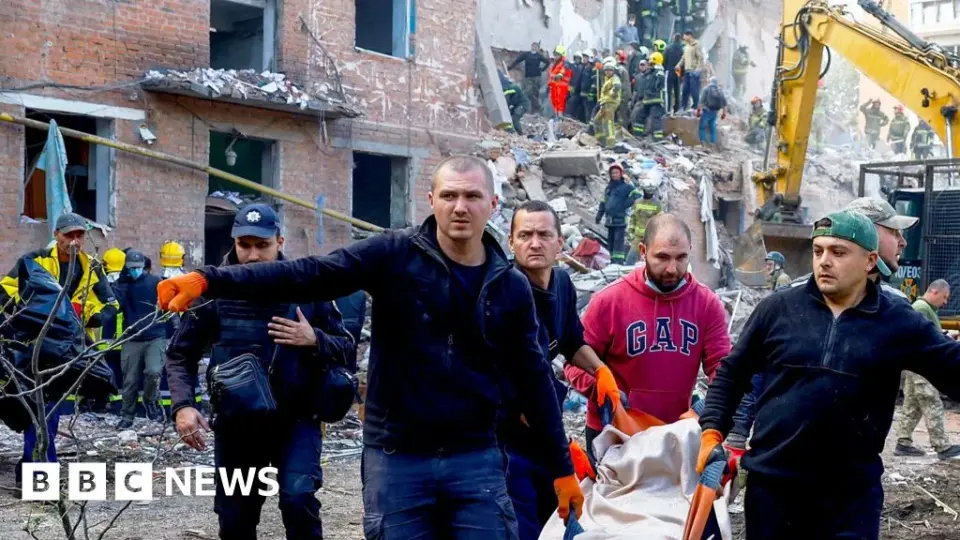 Russian missile strike kills 22 in Ukrainian apartment block on Putin's birthday