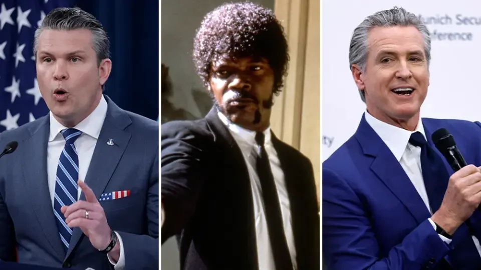 Hegseth’s Pulp Fiction Prayer Sparks Online Roasts From Newsom and Others
