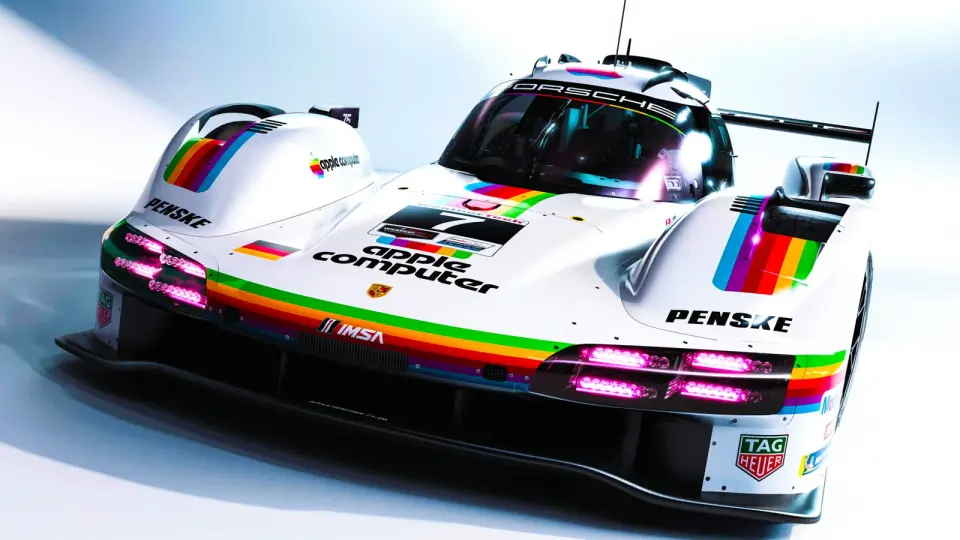 Apple-Inspired Porsche 963s Revive 1980s Apple Color Scheme at Laguna Seca