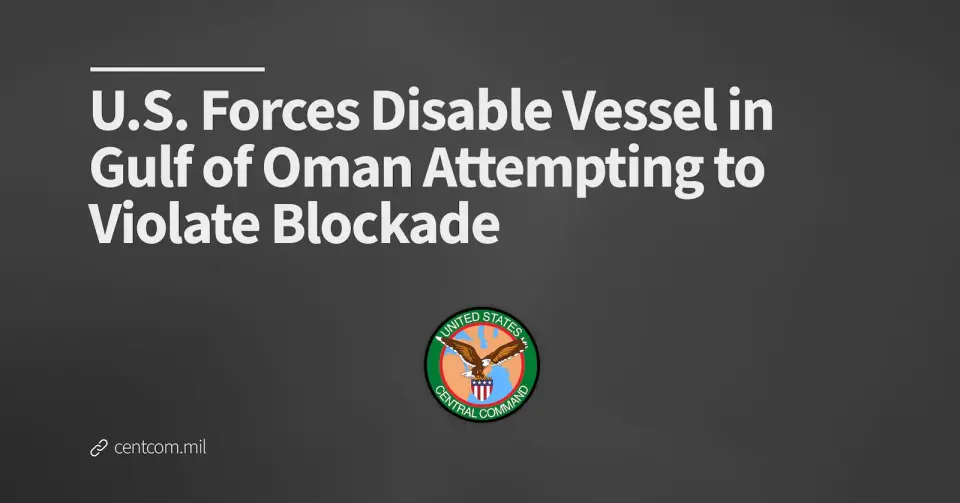 U.S. Forces Foil Iran-Bound Tanker, Enforce Gulf Blockade