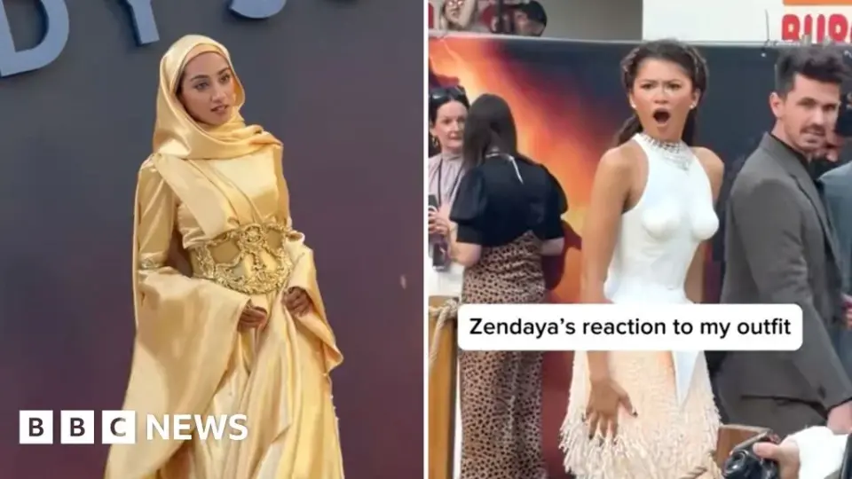 Hijab-clad creator’s red-carpet moment with Zendaya goes viral at The Odyssey premiere
