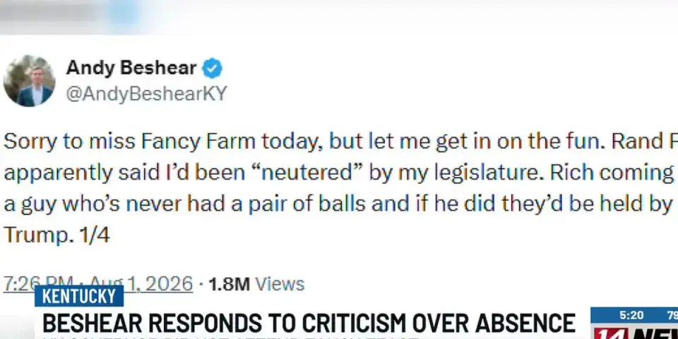 Beshear pushes back after Fancy Farm no-show sparks GOP clash