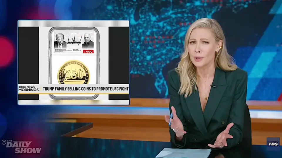 Desi Lydic Jokes That Trump’s UFC Coin Fanfare Outshines Iran Peace Talks
