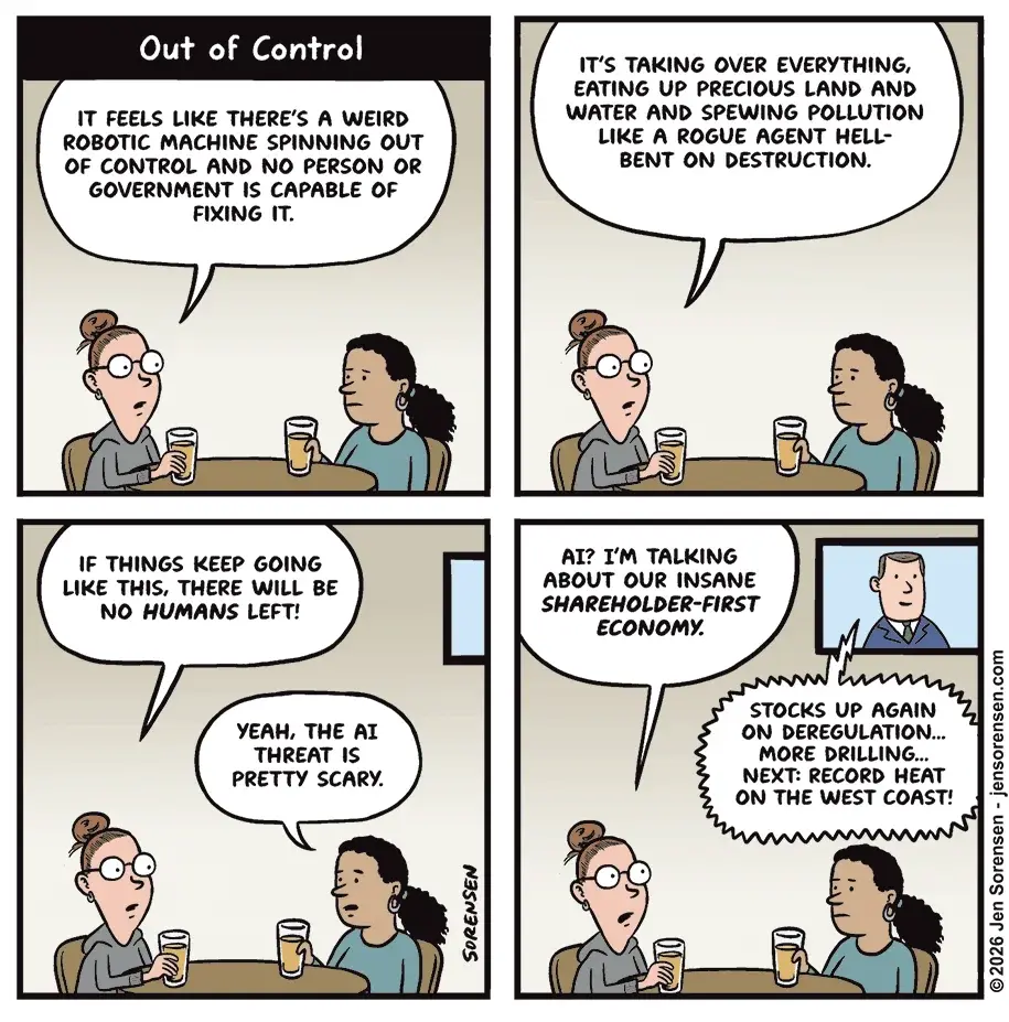 Daily Kos cartoonist Jen Sorensen releases 'Out of control' amid financial crisis