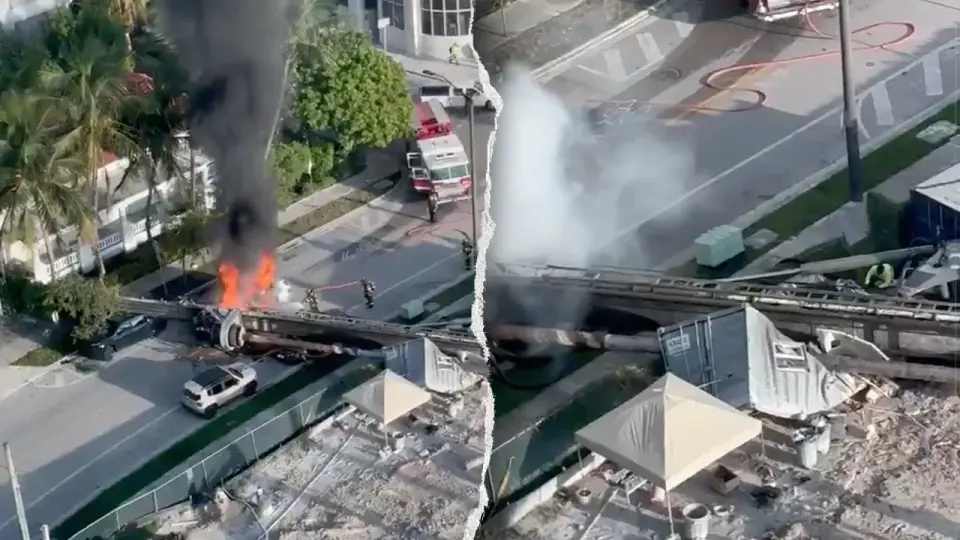 Miami drilling rig collapse traps workers, sparks vehicle fire in Brickell