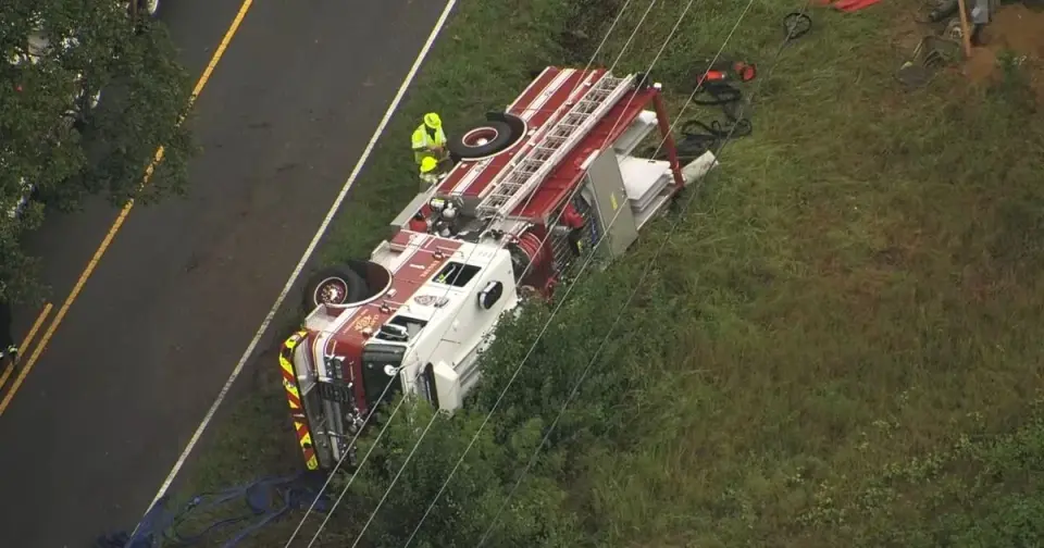 Clayton’s New $950k Fire Truck Overturns on Covered Bridge Road