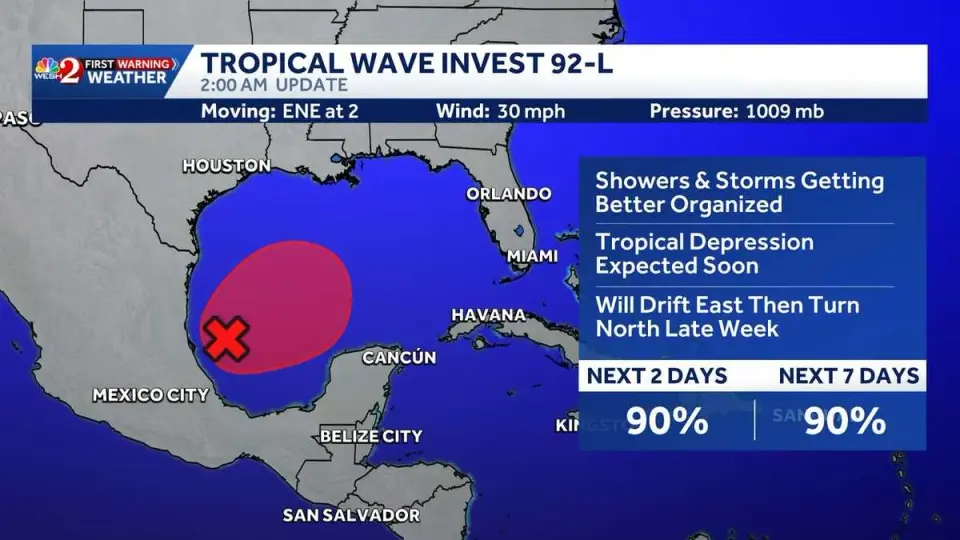 Gulf disturbance Invest 92-L likely to form tropical depression, bringing rain to Florida Panhandle