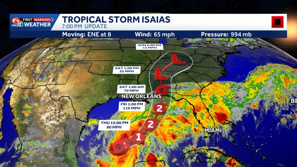 Hurricane Isaias Intensifies, Threatens Gulf Coast with Surge and Flooding