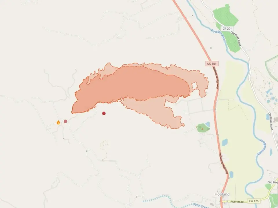 Feliz Fire Triggers Evacuations Along Highway 101 Near Hopland