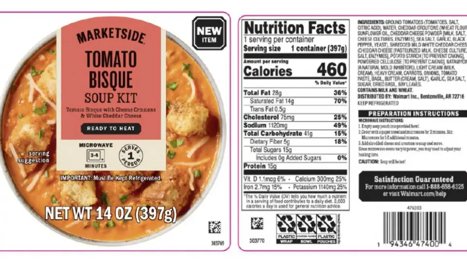 Walmart Pulls 3,240 Marketside Tomato Bisque Kits Over Listeria Risk
