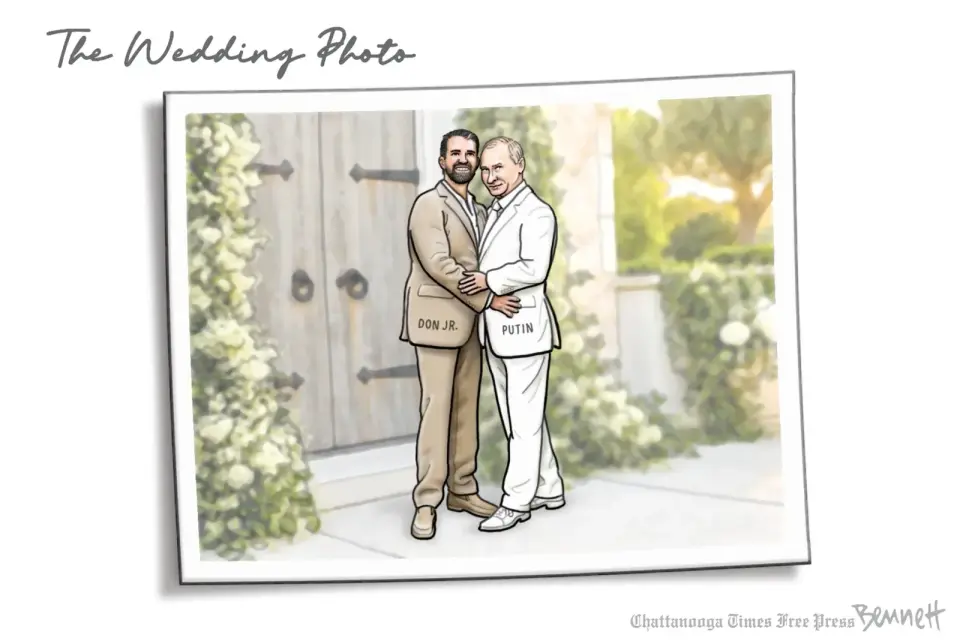 Clay Bennett Cartoon Highlights Scrutiny Over Donald Trump Jr.'s Russian Wedding Gift