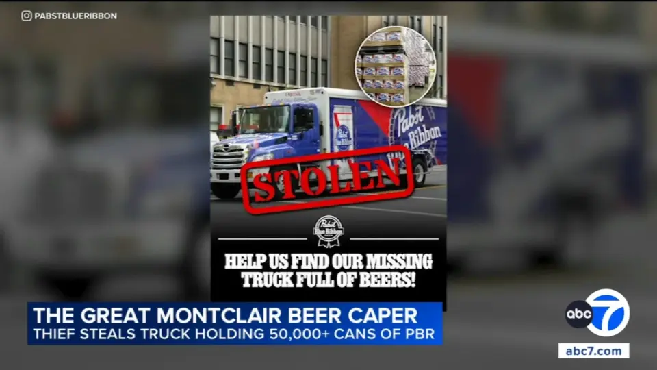 Pabst Beer Truck Stolen in Montclair, 18-Day Return Window Issued