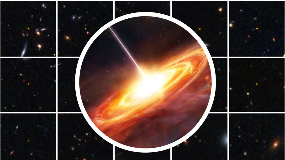 Ancient quasar reveals rapid black hole growth in the universe’s infancy