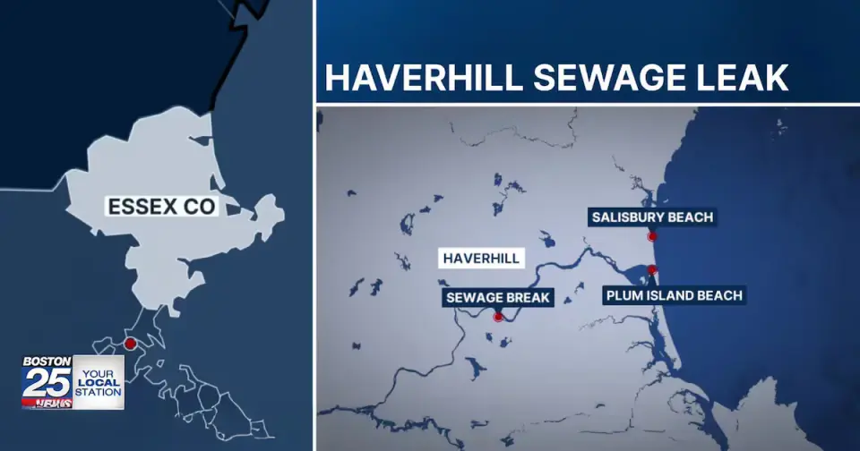 Massive sewer break shuts North Shore beaches as sewage floods the Merrimack River