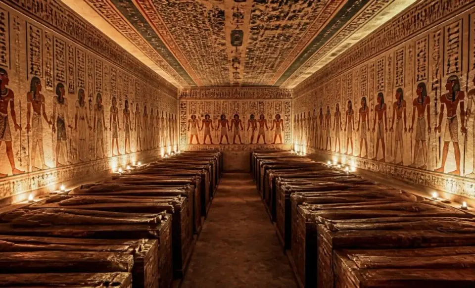 Luxor Chamber Uncovers 22 Coffins of Amun Singers and Eight Sealed Papyri