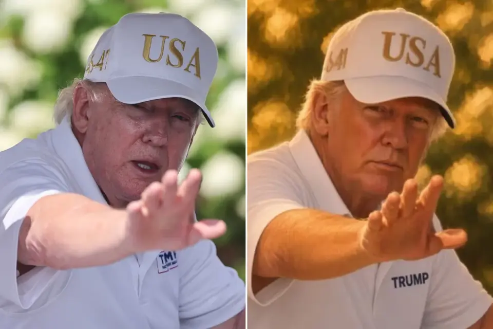 Trump posts AI-glow-up golf photo, sparking online scrutiny